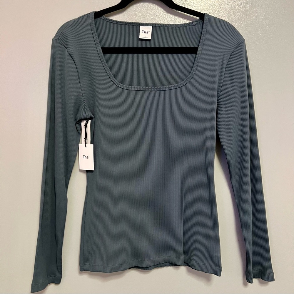 Ribbed Square Neck Long Sleeve